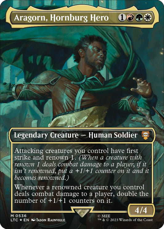 Aragorn, Hornburg Hero (Borderless) (Surge Foil) [LTC - 536]