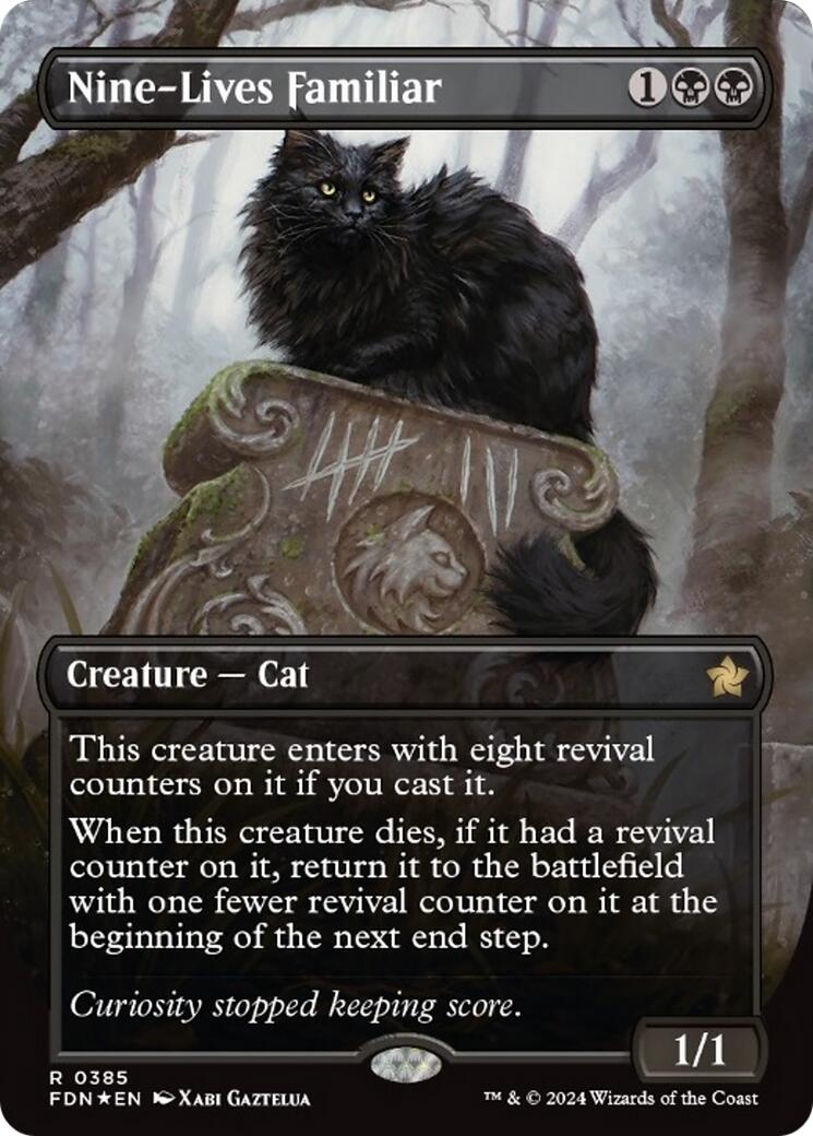 Nine-Lives Familiar (Borderless) (Mana Foil) [FDN - 385]